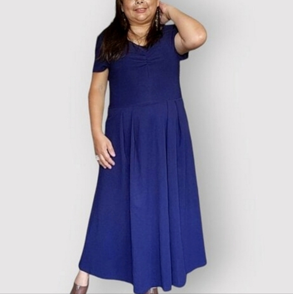 SHEIN WOMENS SIZE LARGE NAVY BLUE POLYESTER MAXI DRESS - Picture 6 of 6